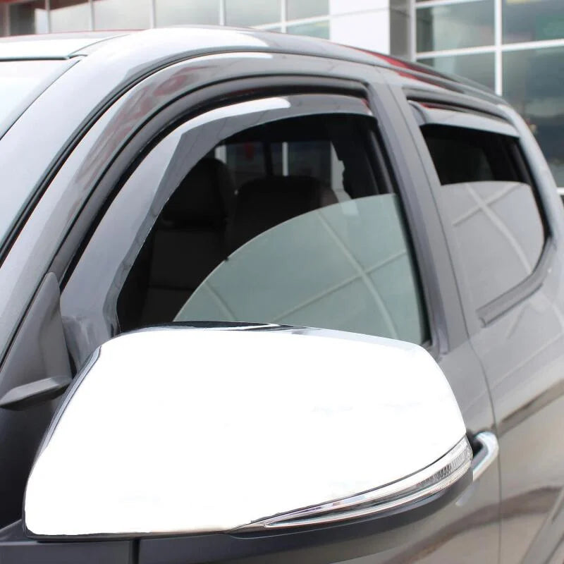 Westin 2016-2018 Toyota Tacoma Double Cab 4dr Wade In-Channel Wind Deflector 4pc - Smoke - Installation View