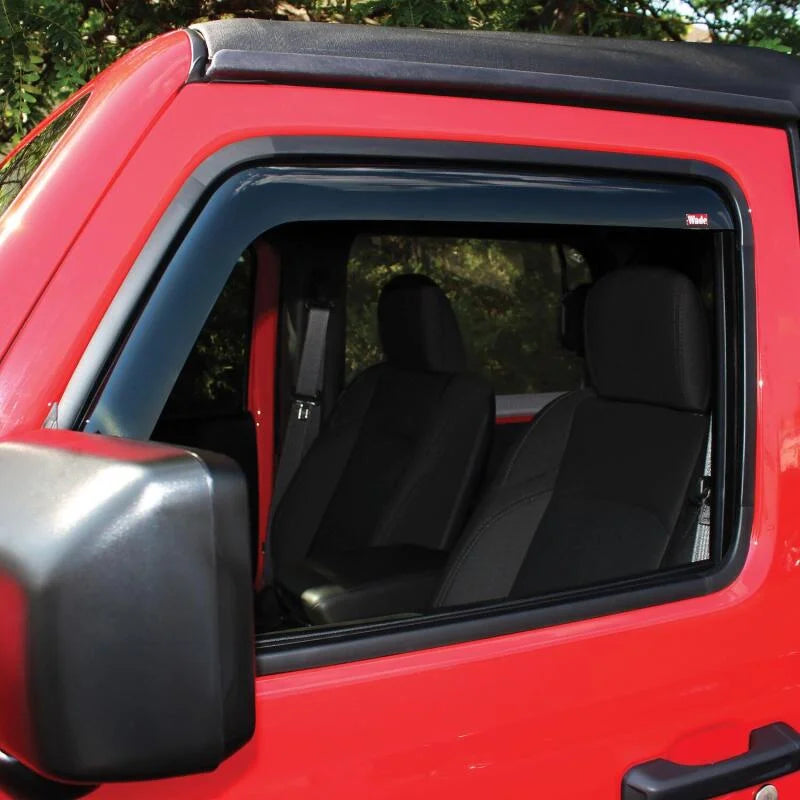 Westin 2018-2019 Jeep Wrangler JL Wade In-Channel Wind Deflector 2pc - Smoke - Side View