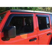 Load image into Gallery viewer, Westin 2018-2019 Jeep Wrangler JL Wade Slim Wind Deflector 2pc - Smoke - Installation View