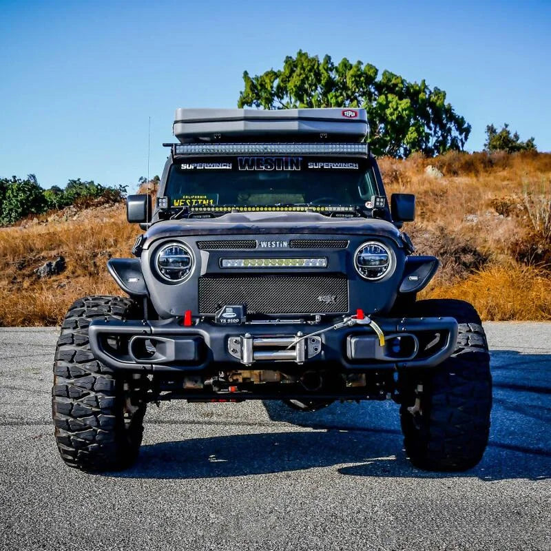 Westin 2018-2021 Jeep JL Wrangler (2dr/4dr) WJ2 Winch Tray - Black - Installation View