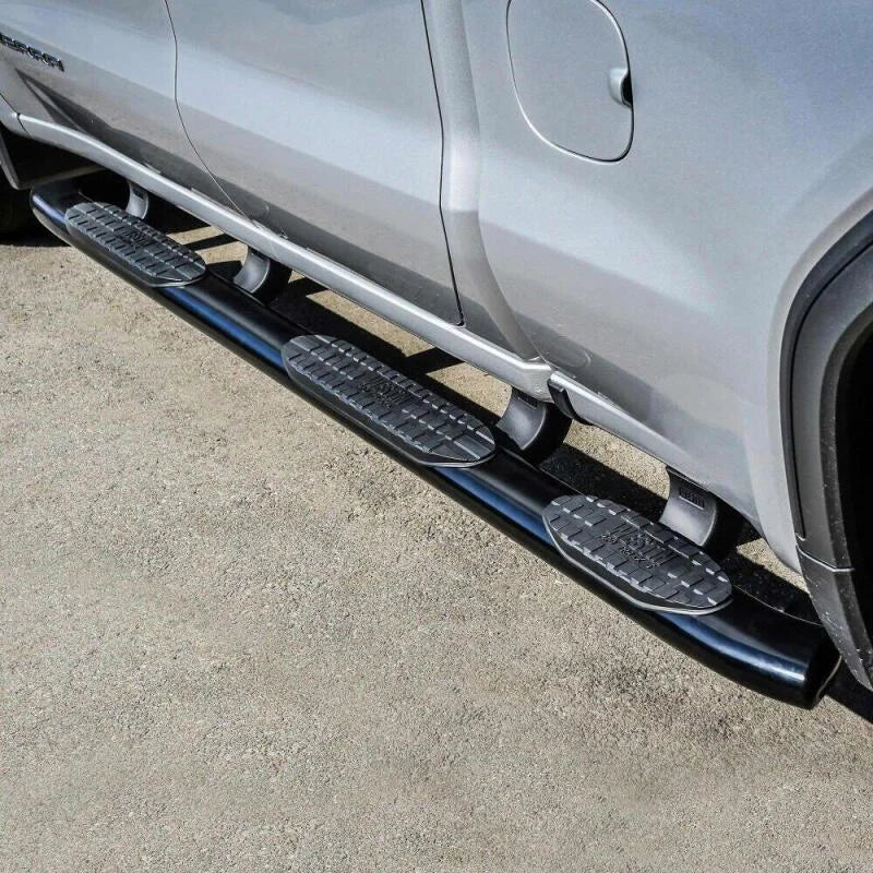 Westin 2019 Chevrolet Silverado Double Cab w/ 6.5in Bed PRO TRAXX 5 W2W Oval Nerf Step Bars - Black - Side View