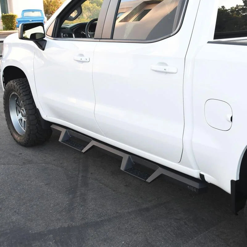 Westin 2019 Chevrolet Silverado / GMC Sierra 1500 Crew Cab Drop Nerf Step Bars - Textured Black - Back View