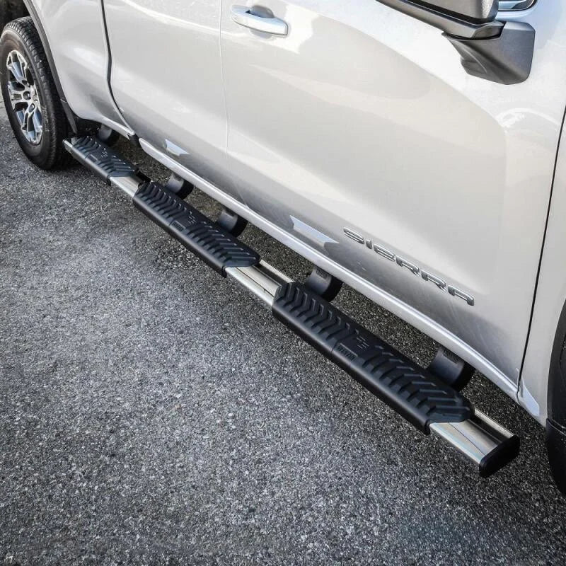 Westin 2019 Chevrolet Silverado/Sierra 1500 Crew Cab (5.5ft) R5 Modular Nerf Step Bars - SS - Back View