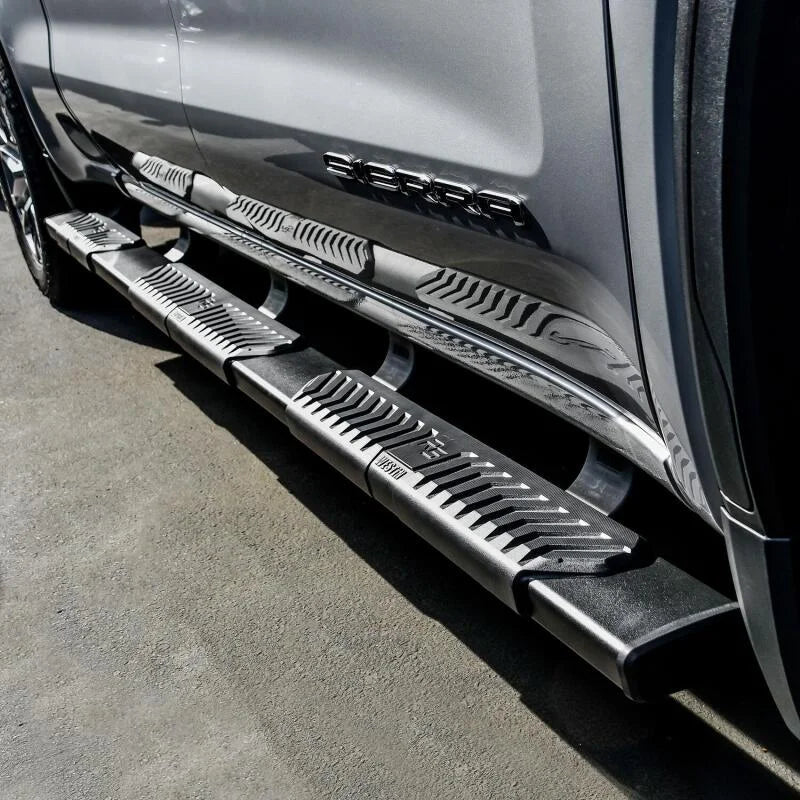 Westin 2019 Chevrolet Silverado/Sierra 1500 Crew Cab (6.5ft) R5 Modular Nerf Step Bars - Black - Side View
