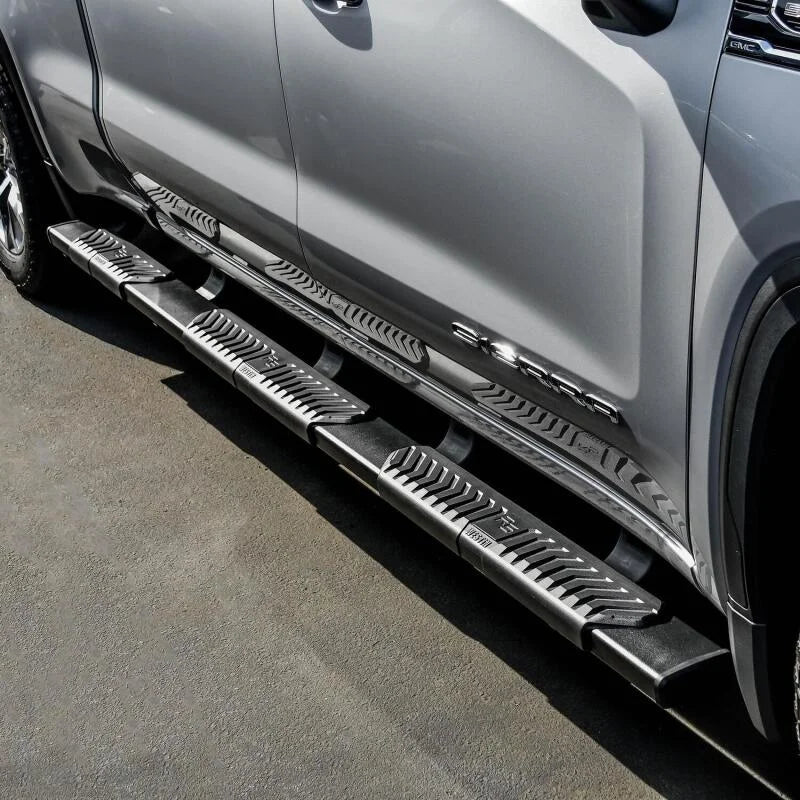 Westin 2019 Chevrolet Silverado/Sierra 1500 Crew Cab (6.5ft) R5 Modular Nerf Step Bars - Black - Back View
