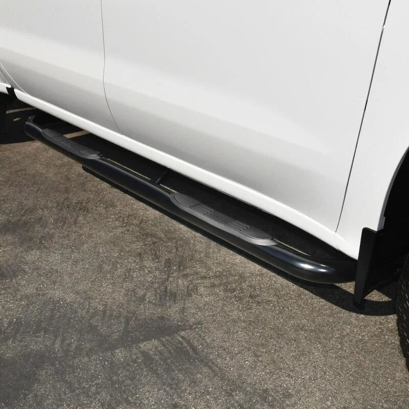 Westin 2019 Chevrolet Silverado/Sierra 1500 Crew Cab E-Series 3 Nerf Step Bars - Black - Side View
