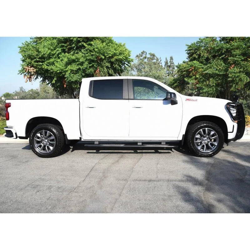 Westin 2019 Chevrolet Silverado/Sierra 1500 Crew Cab Non LD PRO TRAXX 4 Oval Nerf Step Bars - Black - Side View
