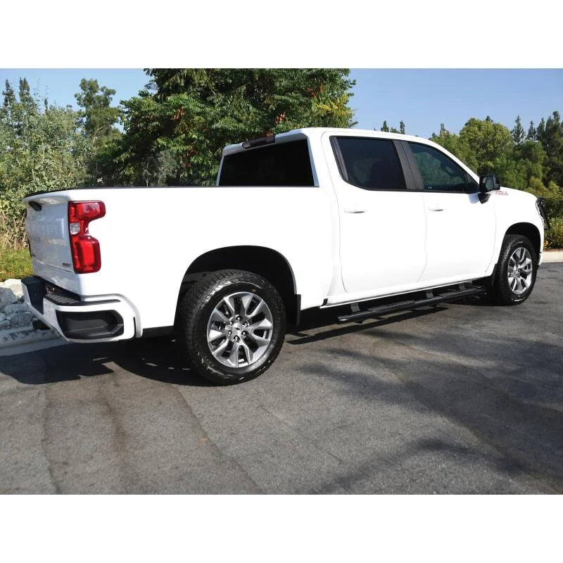Westin 2019 Chevrolet Silverado/Sierra 1500 Crew Cab Non LD PRO TRAXX 4 Oval Nerf Step Bars - Black - Back View