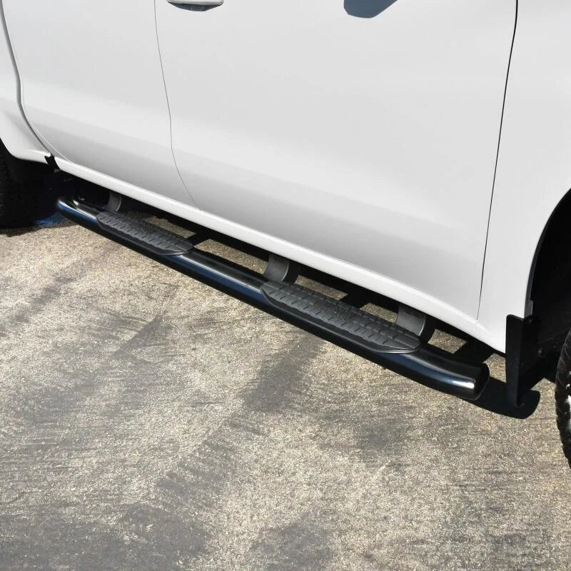 Westin 2019 Chevrolet Silverado/Sierra 1500 Crew Cab Non LD PRO TRAXX 5 Oval Nerf Step Bars - Black - Back View