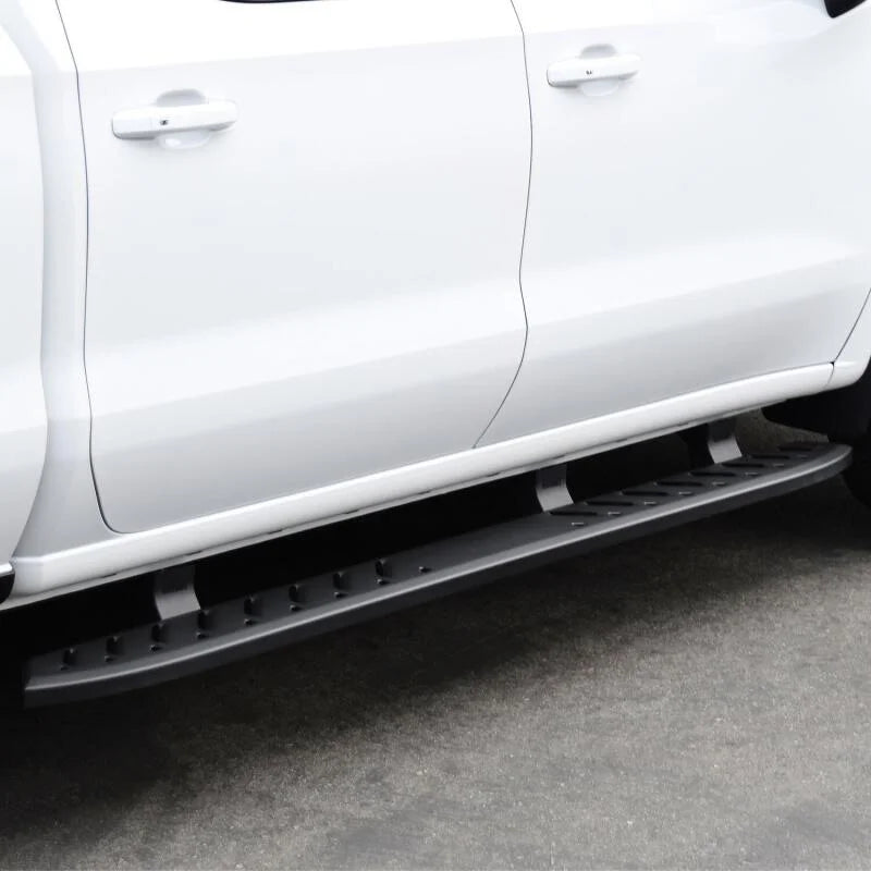 Westin 2019 Chevrolet Silverado/Sierra 1500 Crew Cab Thrasher Running Boards - Textured Black - Installation View