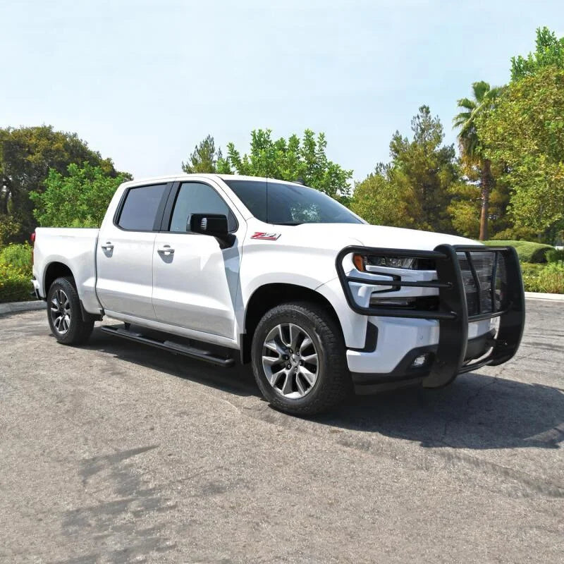 Westin 2019 Chevrolet Silverado/Sierra 1500 Double/CC Premier Oval Nerf Step Bar Mount Kit - Black - Side View