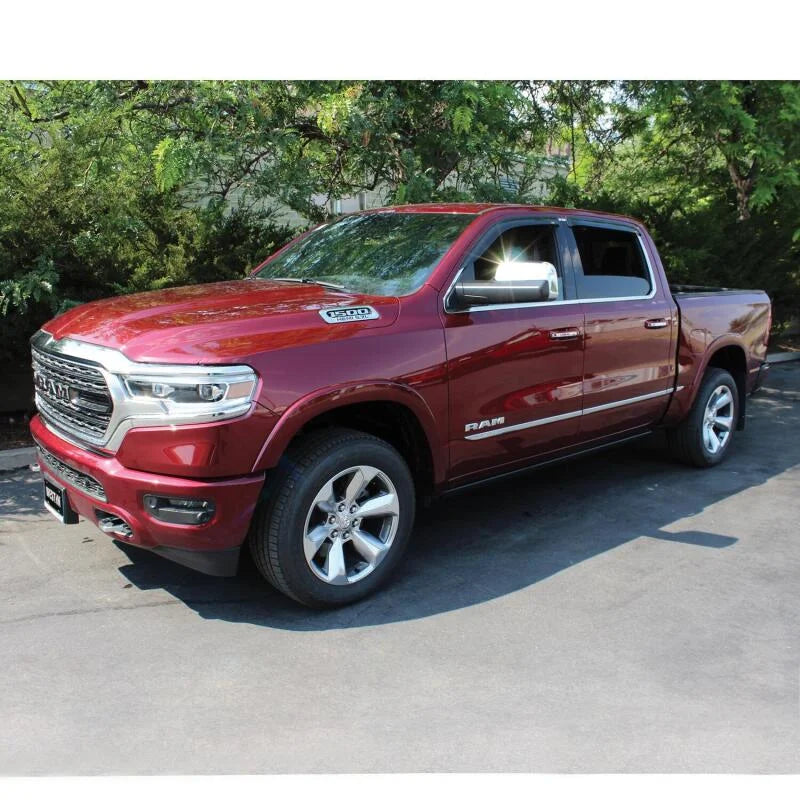 Westin 2019 RAM 1500 Crew Cab (Non Classic) Wade Slim Wind Deflector 4pc - Smoke - Installation View