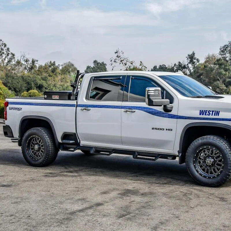 Westin 2020 Chevy Silverado 2500/3500 Crew Cab (6.5ft Bed) HDX W2W Nerf Step Bars - Textured Black - Side View
