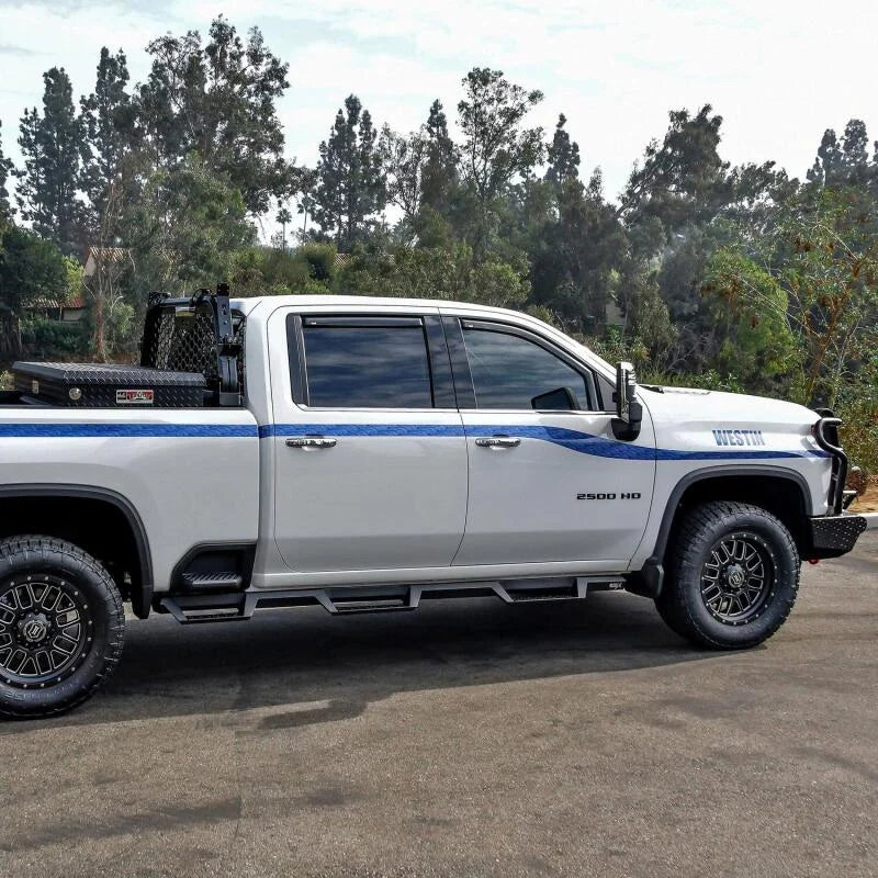 Westin 2020 Chevy Silverado 2500/3500 Crew Cab (6.5ft Bed) HDX W2W Nerf Step Bars - Textured Black - Back View