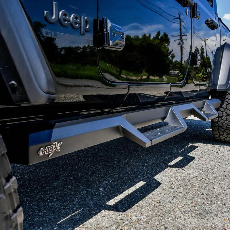 Westin 2020 Jeep Gladiator HDX Drop Nerf Step Bars - Textured Black - Side View