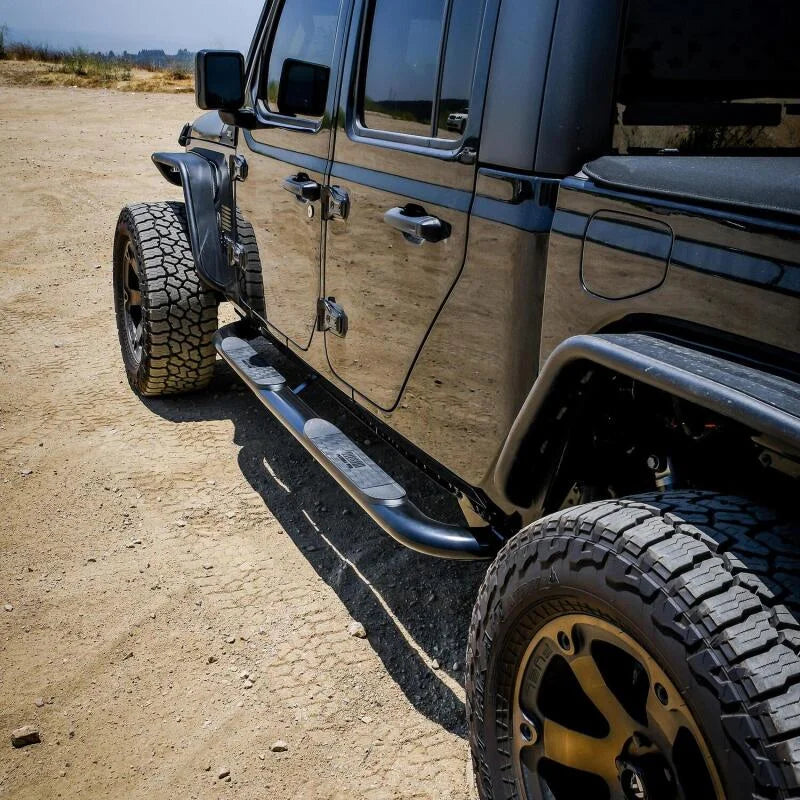 Westin 2020 Jeep Gladiator Platinum 4 Oval Nerf Step Bars - Black - Side View