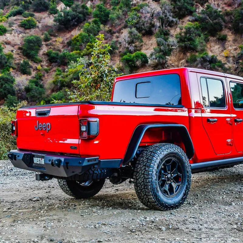Westin 2020 Jeep Gladiator Tube Fenders - Rear - Textured Black - Installation View