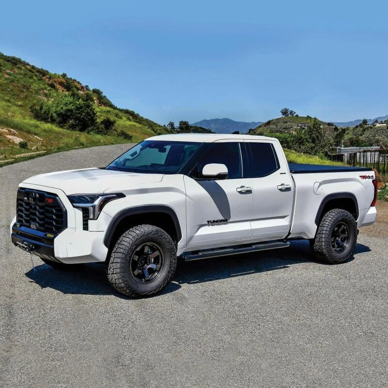 Westin 2022 Toyota Tundra Double Cab PRO TRAXX 4 Oval Nerf Step Bars - Black - Back View