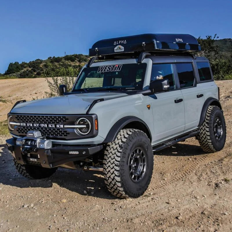 Westin 21-23 Ford Bronco 4dr (Excl. Bronco Sport) Rock Slider - Textured Black - Installation View