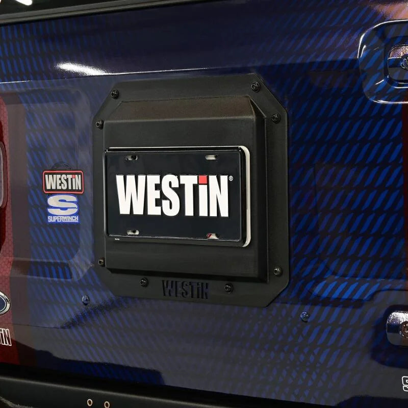 Westin 21-25 Ford Bronco (Excl. Sport) Spare Tire Delete Plate - Tex. Blk - Installation View