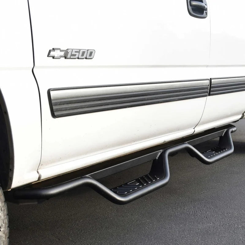 Westin 99-13 Chevrolet Silverado 1500 (Ext. Cab) Outlaw Drop Nerf Step Bars - Textured Black - Side View