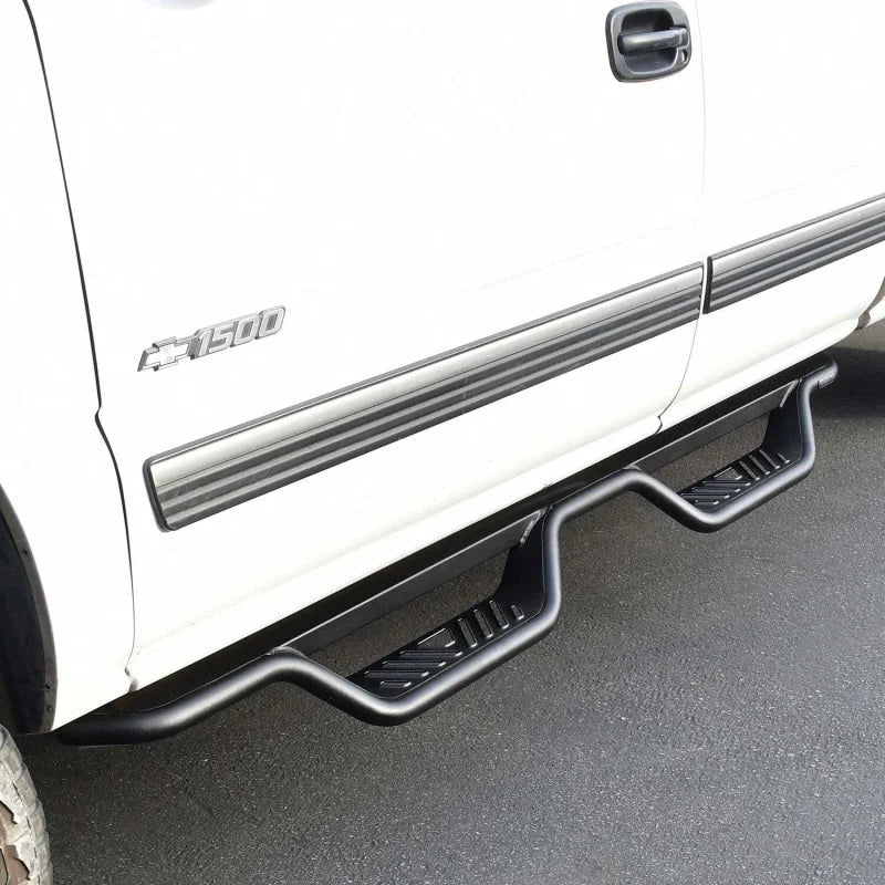 Westin 99-13 Chevrolet Silverado 1500 (Ext. Cab) Outlaw Drop Nerf Step Bars - Textured Black - Installation View