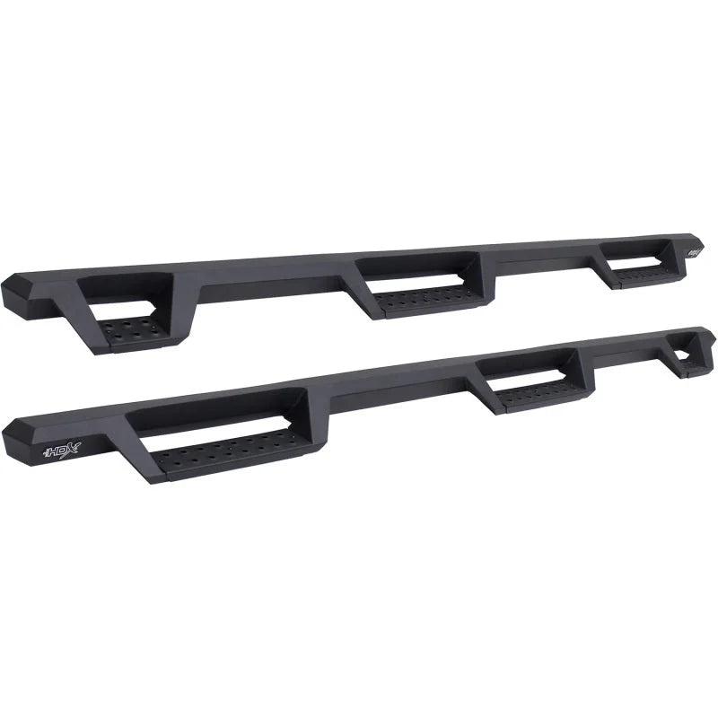 Westin 99-16 Ford F-250/350/450/550 CC (6.75ft Bed) HDX Drop Whl to Whl Nerf Step Bars - Text Blk - Main Product View
