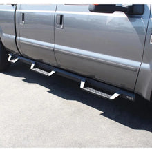 Load image into Gallery viewer, Westin 99-16 Ford F-250/350/450/550 CC (6.75ft Bed) HDX Drop Whl to Whl Nerf Step Bars - Text Blk - Side View