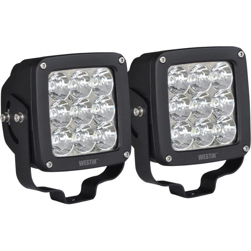 Westin Axis LED Auxiliary Light 4.5 inch x 4.5 inch Square Flood w/3W Osram (Set of 2) - Black - Main Product View