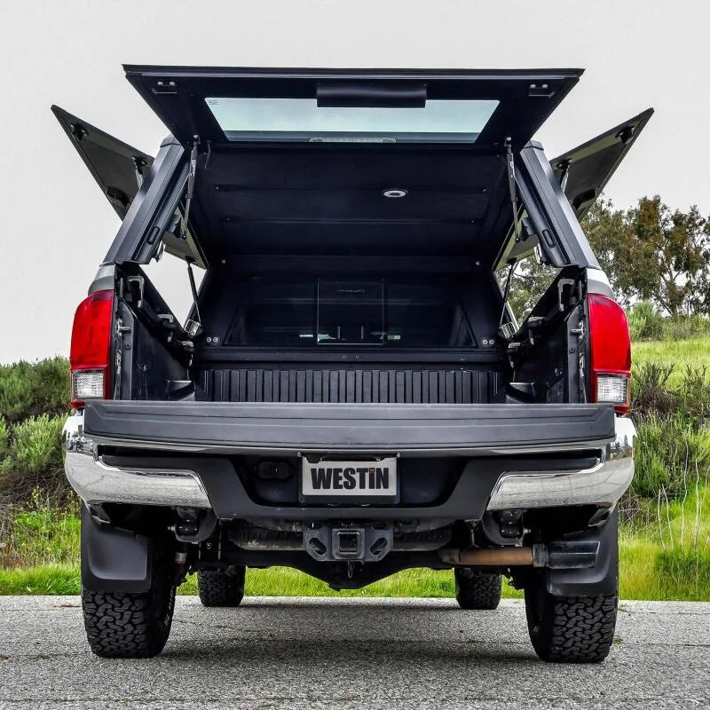 Westin EXP Truck Cap COMPLETE KIT A + BS (16-23 Toyota Tacoma 6ft. Bed) - Back View