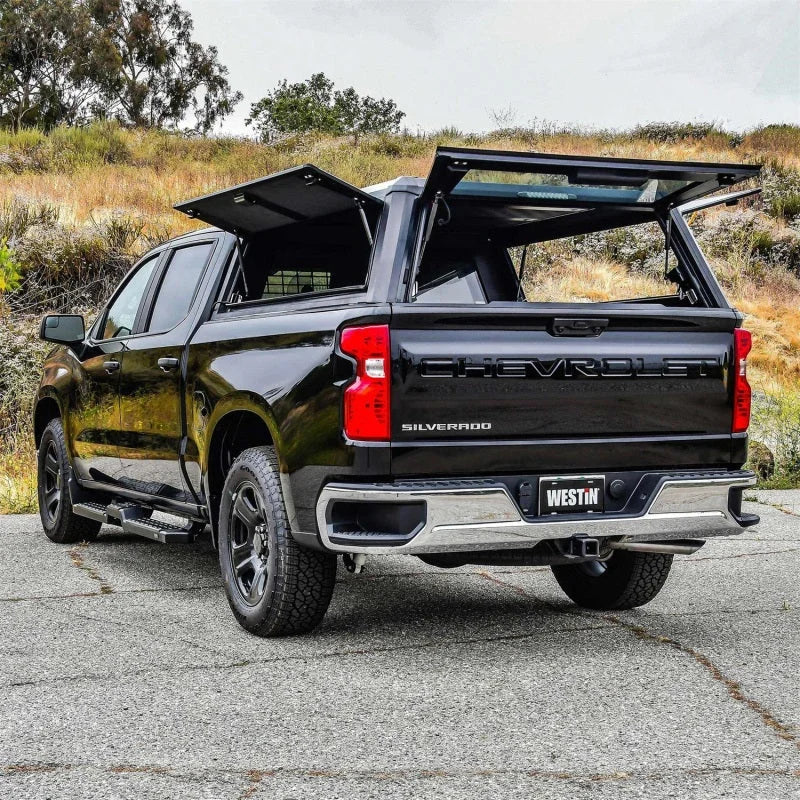 Westin EXP Truck Cap COMPLETE KIT A + BS (19-25 Chevy Silverado/GMC Sierra CC 1500 5.8ft. Bed) - Back View