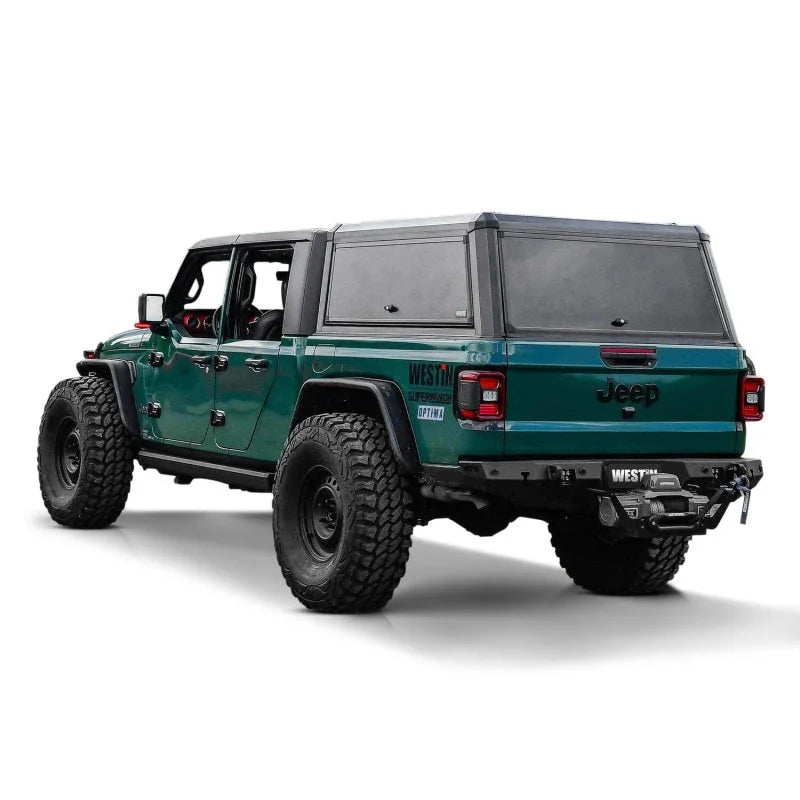 Westin EXP Truck Cap COMPLETE KIT A + BS (20-23 Jeep Gladiator) - Black - Back View