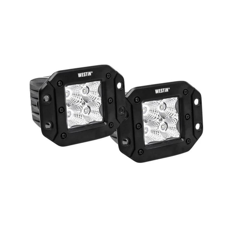 Westin FM4Q 3W Osram w/mounting hardware and pigtail connectors (set of 2) - Black - Side View