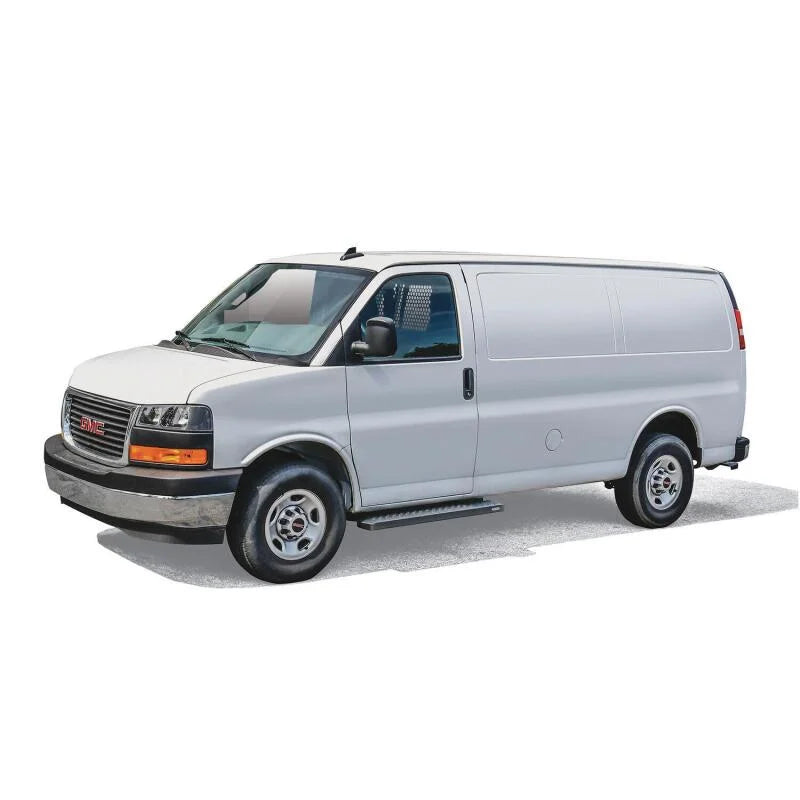 Westin Ford Transit Van 150/250/350 (46in Driver & 97in. Pass) Grate Steps Running Boards - Tex. Blk - Back View