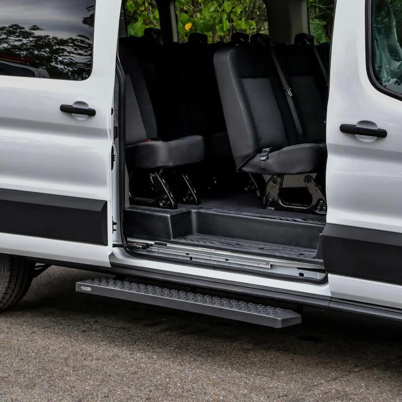 Westin Ford Transit Van 150/250/350 (Single 54in Pass Door) Grate Steps Running Boards - Tex. Blk - Additional View 5