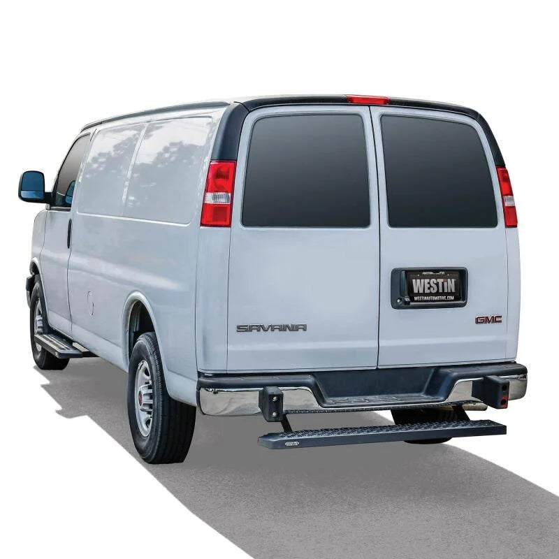 Westin Ford Transit Van 150/250/350 (Single 54in. Pass Door) Grate Steps Running Boards - Tex. Blk - Installation View