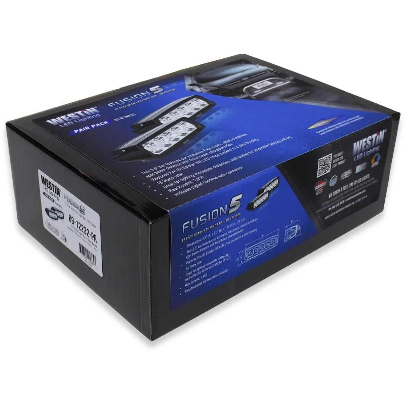 Westin Fusion5 LED Light Bar Single Row 5.5 inch Flex w/3W Epistar (Set of 2) - Black - Back View