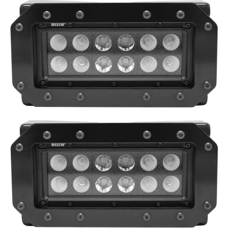 Westin HDX Flush Mount B-FORCE LED Light Kit (Set of 2) w/wiring harness - Black - Side View