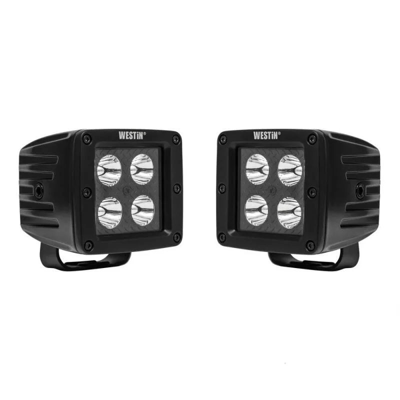 Westin HyperQ LED Auxiliary Lights 3in x 3in cube 20w Flood - Black - Main Product View