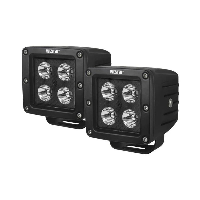 Westin HyperQ LED Auxiliary Lights 3in x 3in cube 20w Flood - Black - Side View