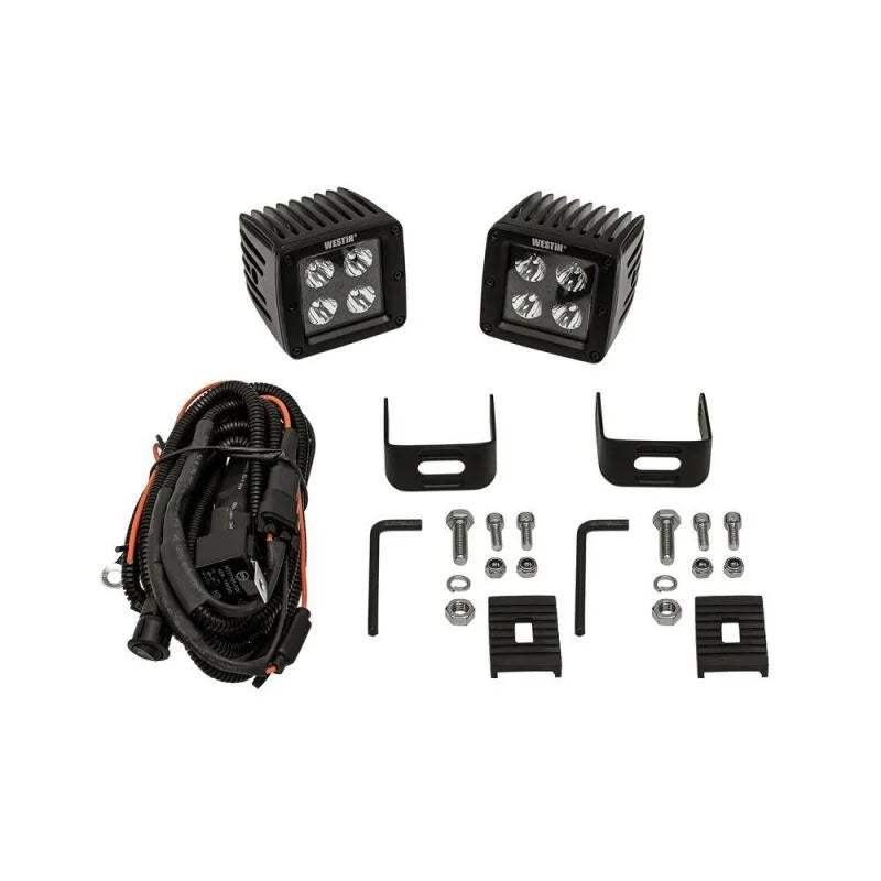Westin HyperQ LED Auxiliary Lights 3in x 3in cube 20w Flood - Black - Installation View