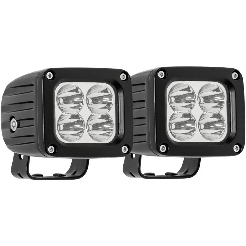 Westin Quadrant LED Auxiliary Light 3 inch x 2.5 inch Flood w/5W Cree (Set of 2) - Black - Main Product View