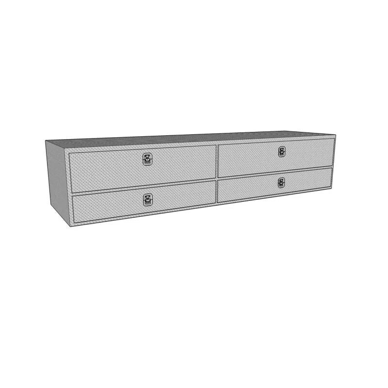 Westin/Brute High Cap 96in Stake Bed Contractor TopSider w/ Bottom Drawers - Aluminum - Side View
