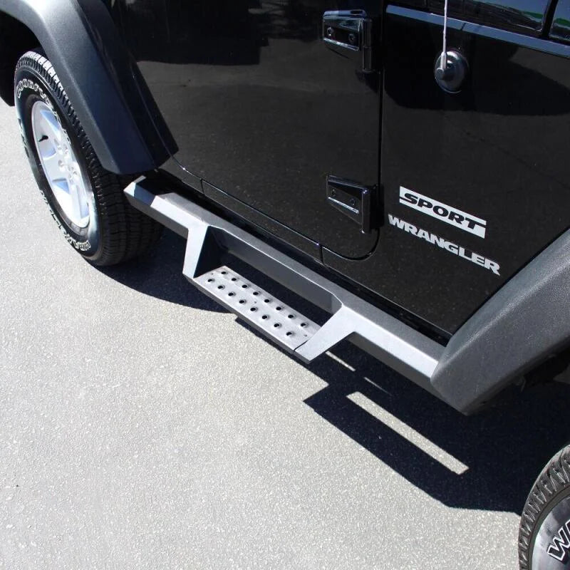 Westin/HDX 07-17 Jeep Wrangler 2Dr Drop Nerf Step Bars - Textured Black - Side View