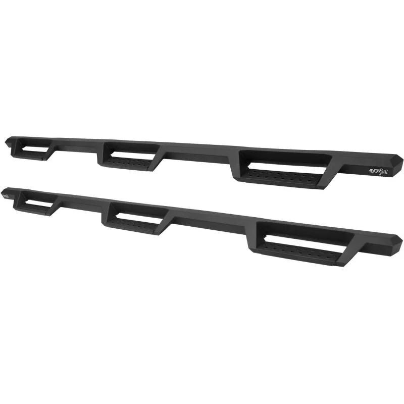 Westin/HDX 07-19 Chevy Silv 2500/3500 Crew (8ft) (Excl Dually) Drop WTW Nerf Step Bars - Blk - Installation View