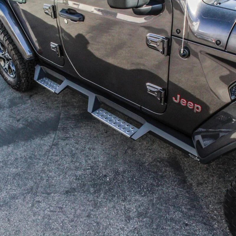 Westin/HDX 2018 Jeep Wrangler JL Unlimited Drop Nerf Step Bars - Textured Black - Side View