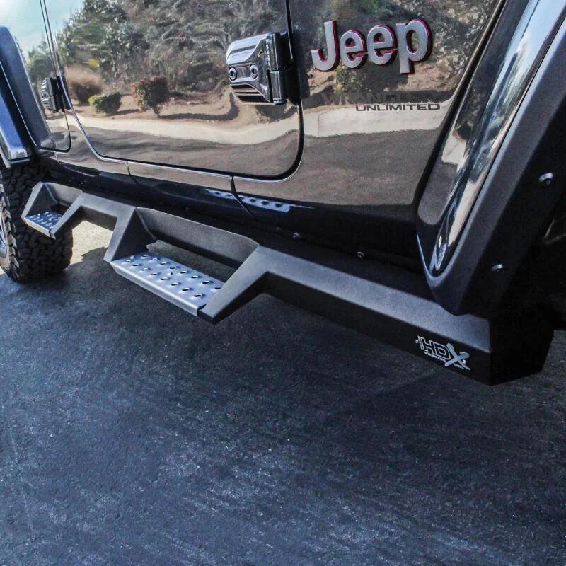 Westin/HDX 2018 Jeep Wrangler JL Unlimited Drop Nerf Step Bars - Textured Black - Back View