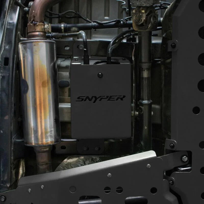 Westin/Snyper 07-17 Jeep Wrangler Evap Canister Skid Plate - Textured Black - Back View