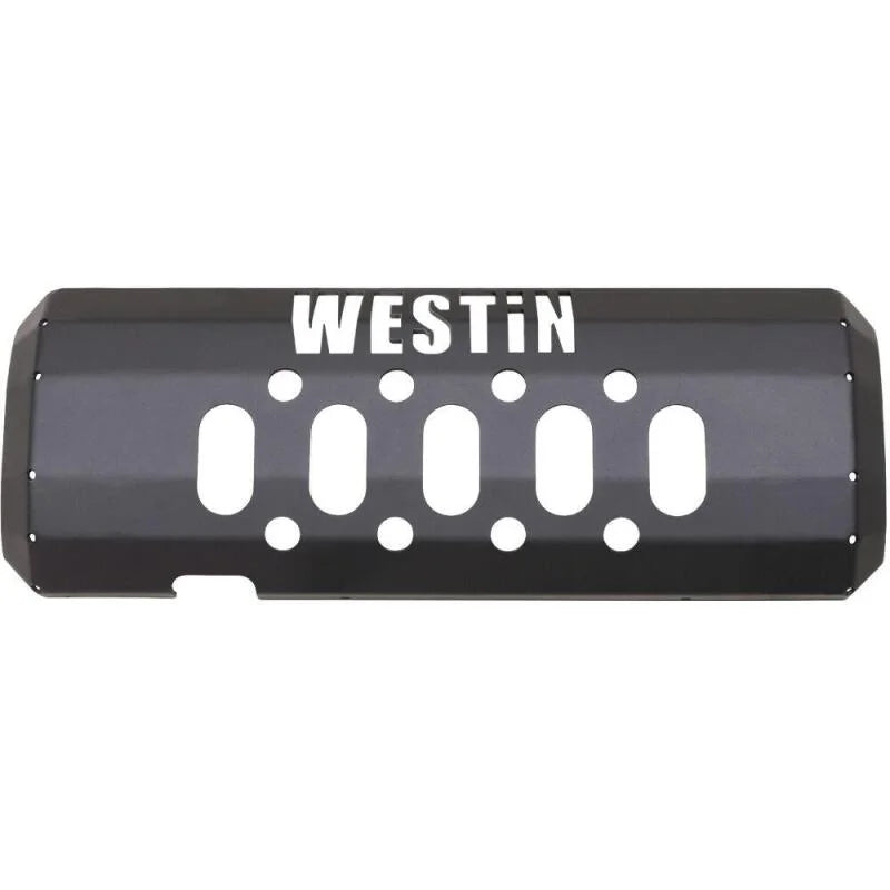 Westin/Snyper 07-17 Jeep Wrangler Muffler Skid Plate - Textured Black - Side View