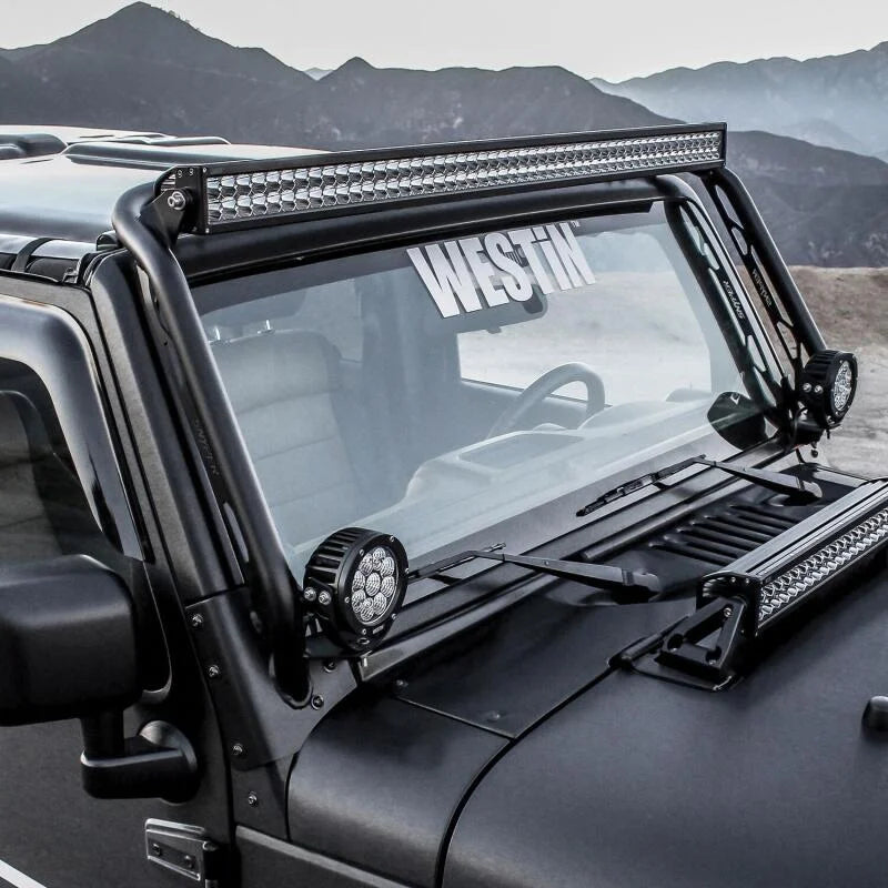 Westin/Snyper 07-17 Jeep Wrangler Snyper Overhead Light Hoop - Textured Black - Side View